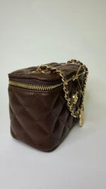 Kahverengi Kapitone Zincir Askılı Mini Çanta - Görsel 2