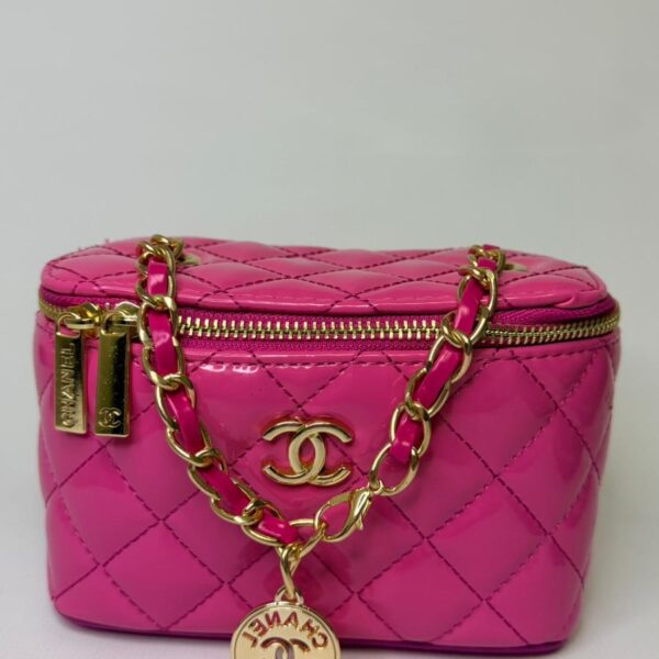 Fuşya Rugan Kapitone Mini Çanta