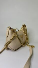 Krem Zincir Askılı Mini Omuz Çantası - Görsel 2