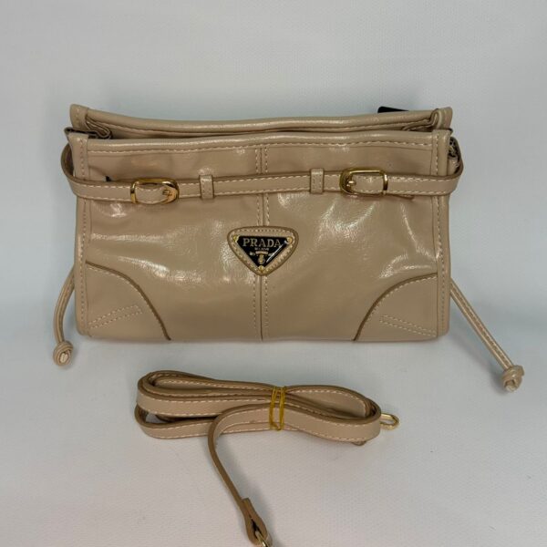 Prada Bonnie Deri El Çantası-BEJ