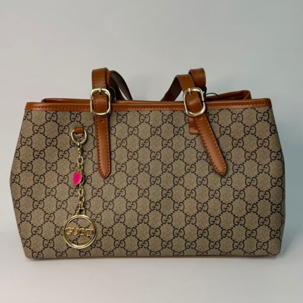 GG Amblem Orta Boy Çanta-KAHVE