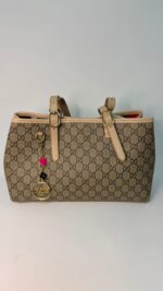 GG Amblem Orta Boy Çanta-KREM